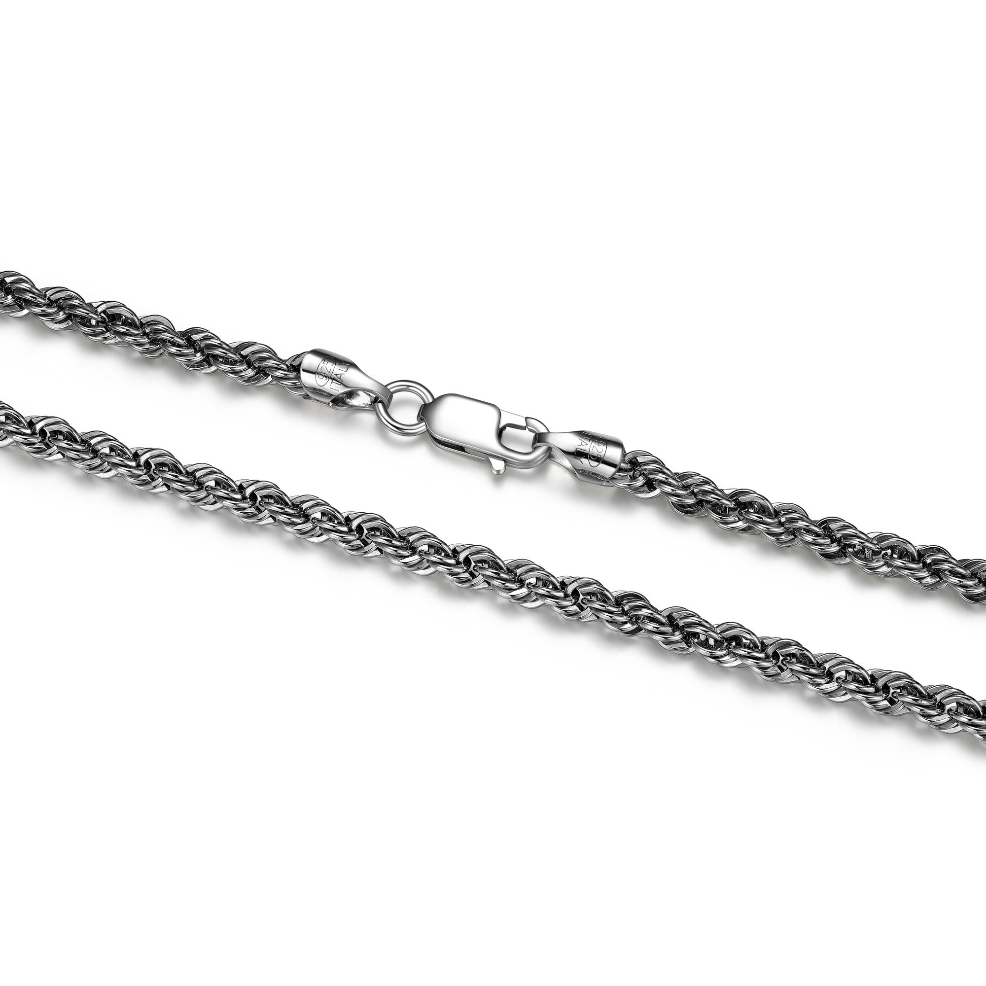 UN40 - Italian Chain Rhodium Plated Silk Rope Necklace  -  24"