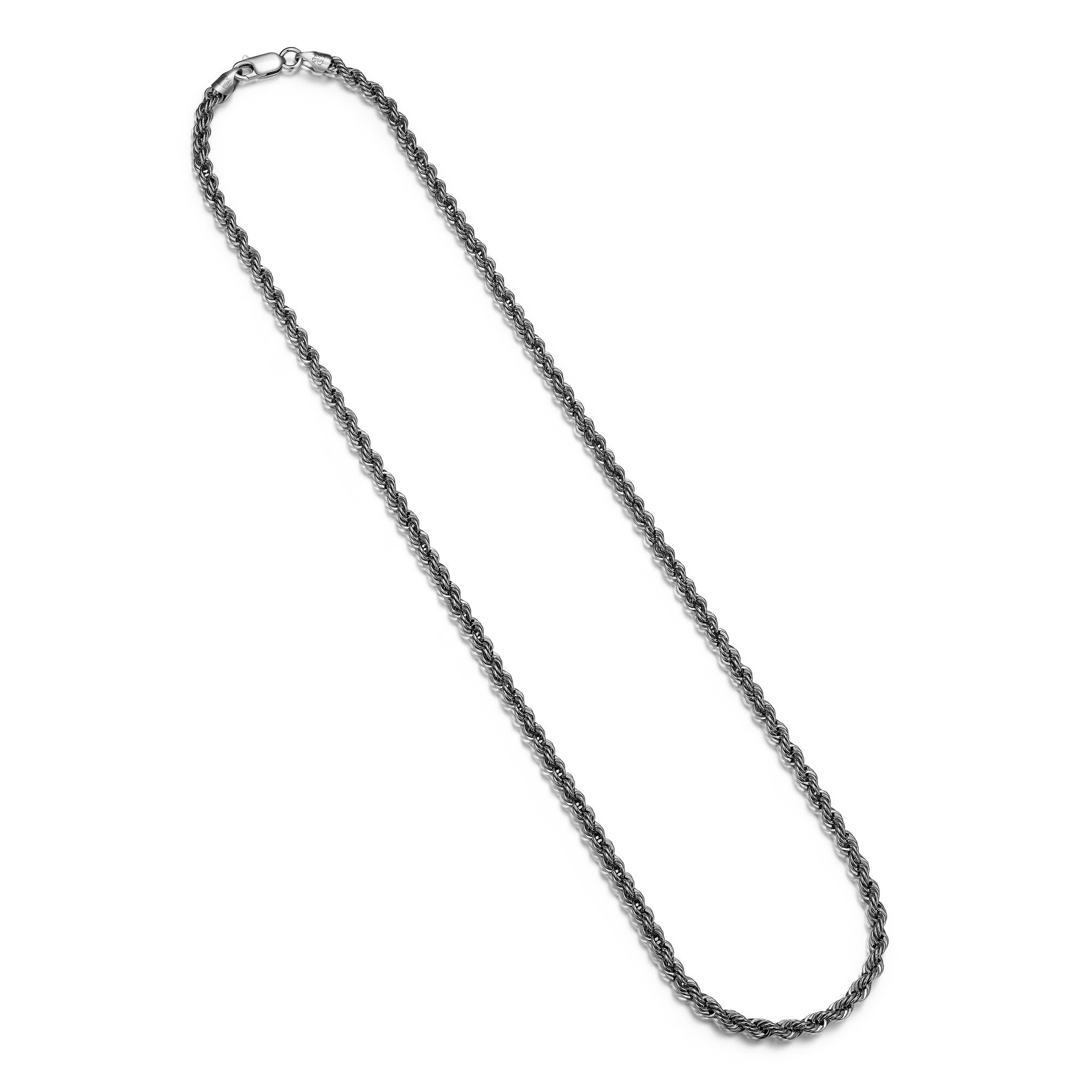 UN40 - Italian Chain Rhodium Plated Silk Rope Necklace  -  24"