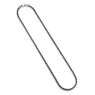 UN40 - Italian Chain Rhodium Plated Silk Rope Necklace  -  24"
