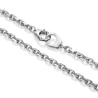 UN41 - Italian Chain Rhodium Plated Cable Chain Necklace with Handcuff Clasp  -  18"