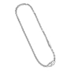 UN41 - Italian Chain Rhodium Plated Cable Chain Necklace with Handcuff Clasp  -  18"
