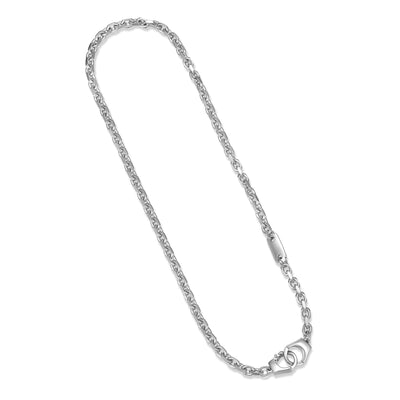 UN41 - Italian Chain Rhodium Plated Cable Chain Necklace with Handcuff Clasp  -  18"