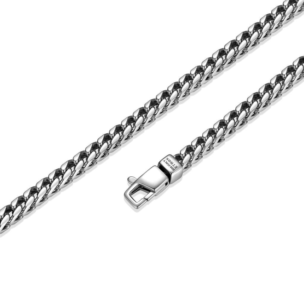 UN0002L - Italian Chain Rhodium Plated 4 - Side Franco Chain Necklace  -  24"