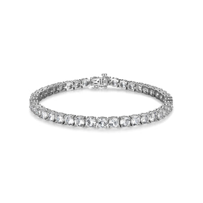 UB24W - Basic Rhodium Plated Sterling Silver and Created White Sapphire Bracelet