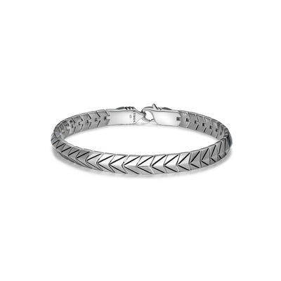 UB08 - Chevron Rhodium Plated Sterling Silver Arrowhead Link Bracelet