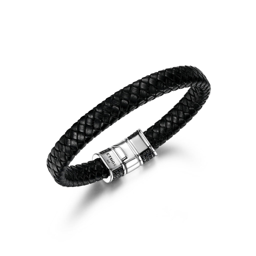 UB19 - Black Ice Rhodium Plated Gunmetal Sterling Silver and Black Sapphire Bracelet