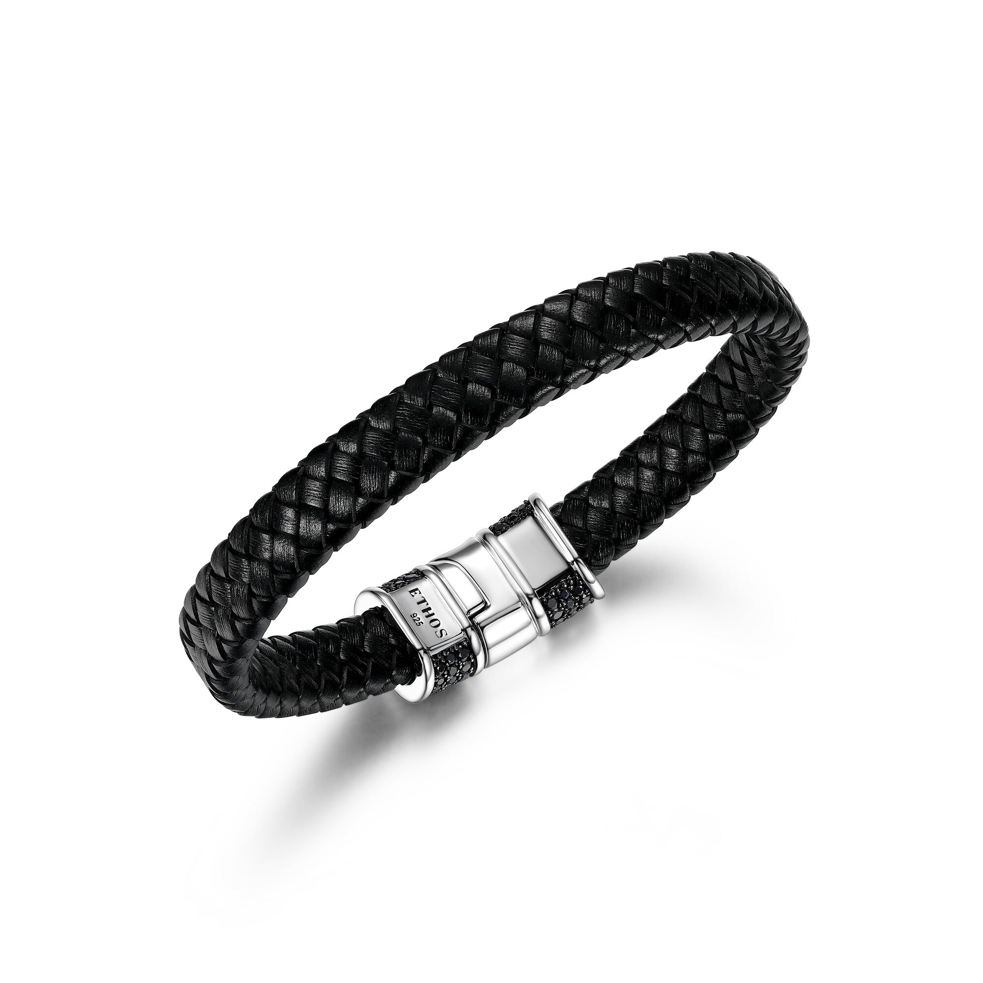 UB19 - Black Ice Rhodium Plated Gunmetal Sterling Silver and Black Sapphire Bracelet