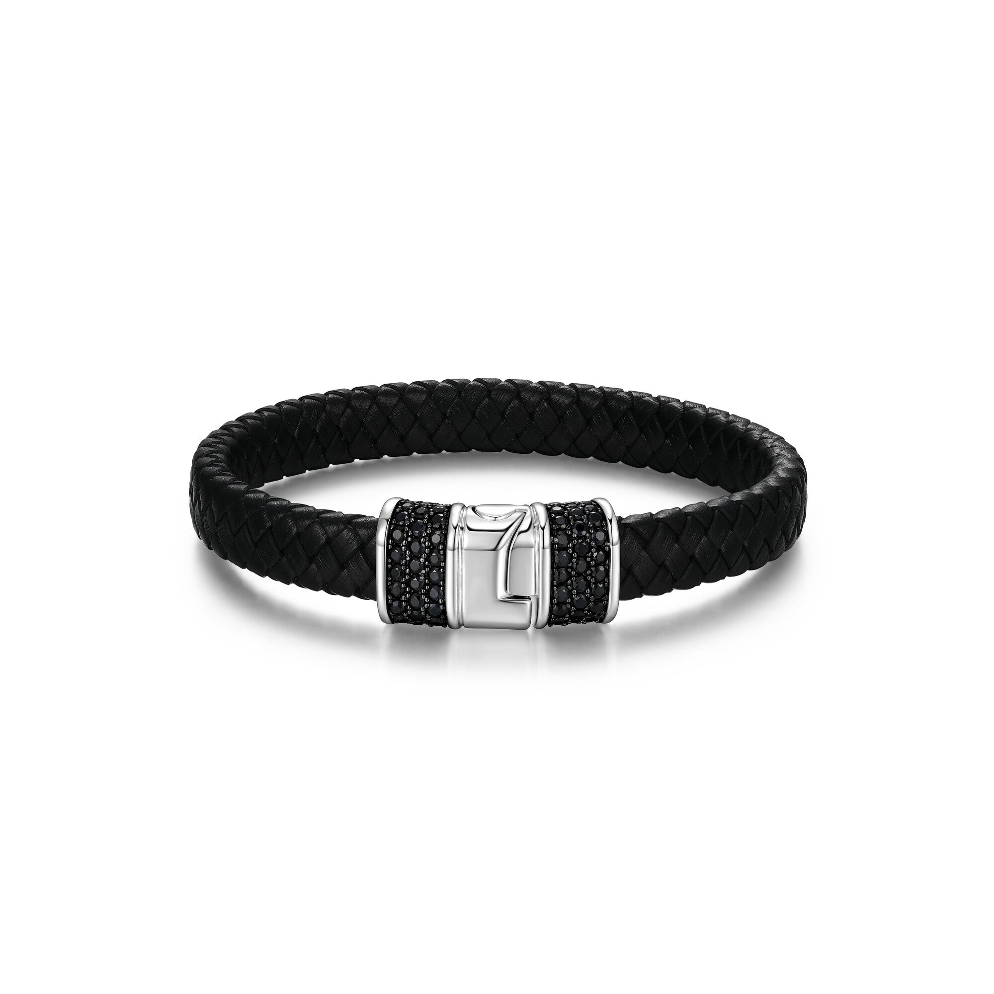 UB19 - Black Ice Rhodium Plated Gunmetal Sterling Silver and Black Sapphire Bracelet