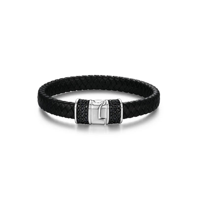 UB19 - Black Ice Rhodium Plated Gunmetal Sterling Silver and Black Sapphire Bracelet