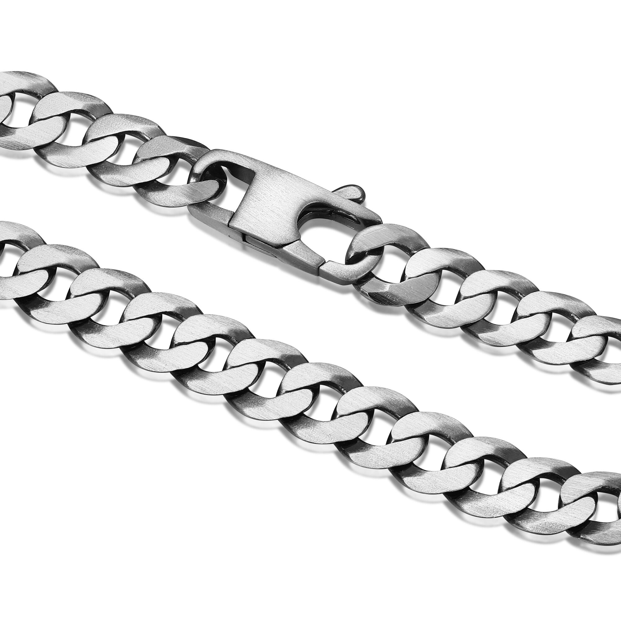 UB28 - Italian Chain Brushed Gunmetal Curb Bracelet  -  8.5"