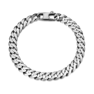 UB28 - Italian Chain Brushed Gunmetal Curb Bracelet  -  8.5"