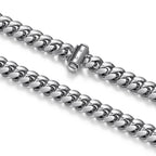 UB32 - Italian Chain Rhodium Plated Oval Curb Bracelet with Push Lock  -  8.5"