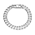 UB33 - Italian Chain Rhodium Plated Flat Curb Bracelet  -  8.5"