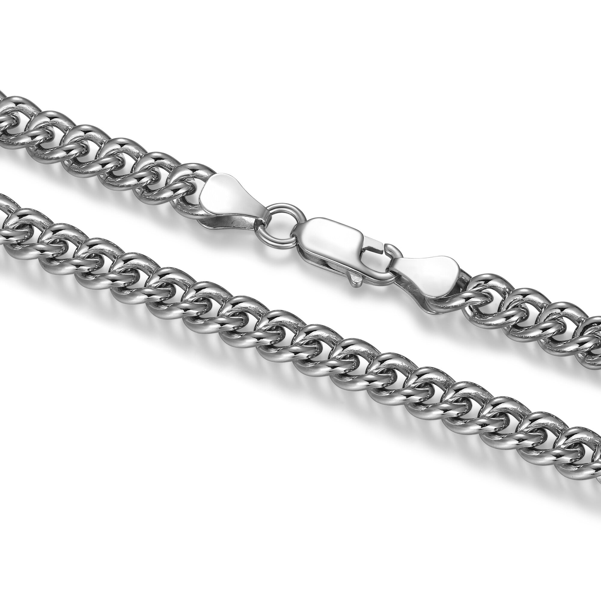 UB36 - Italian Chain Rhodium Plated Curb Bracelet  -  8.5"