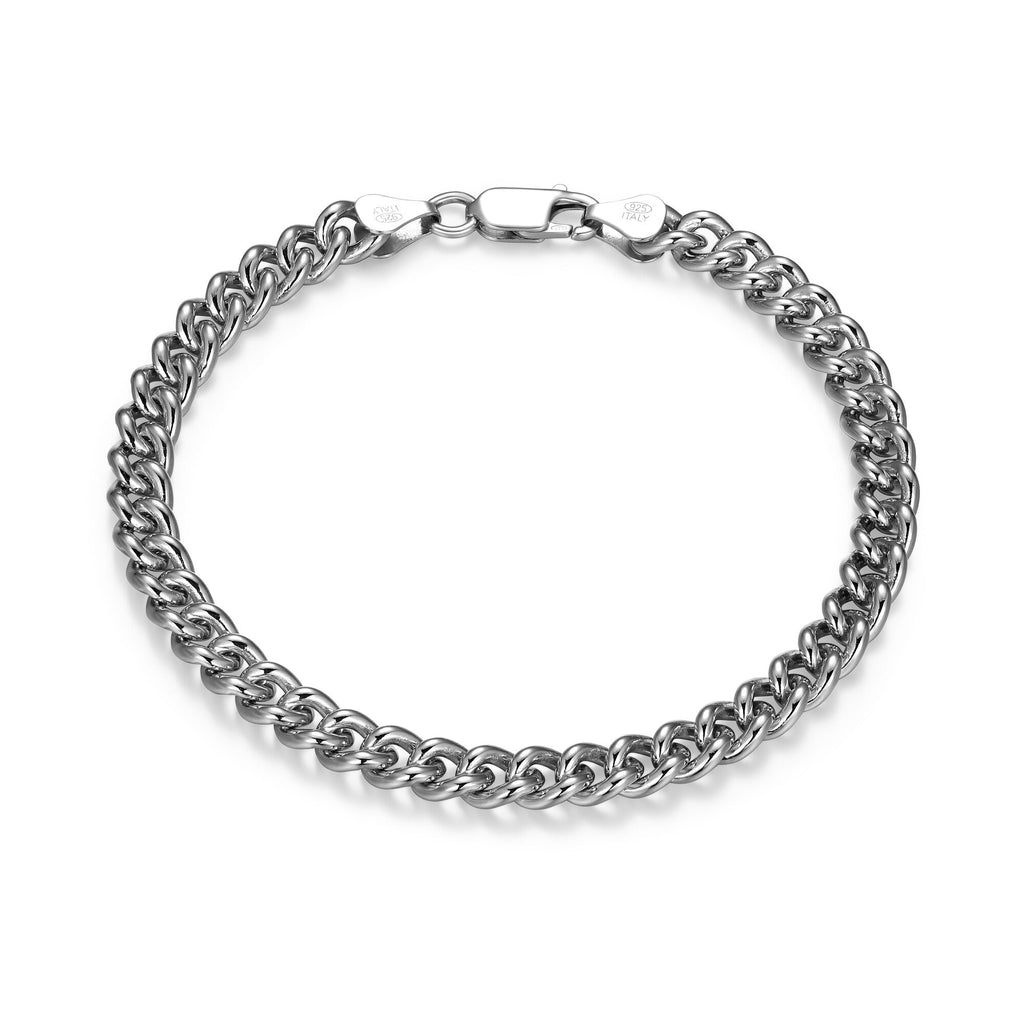 UB36 - Italian Chain Rhodium Plated Curb Bracelet  -  8.5"