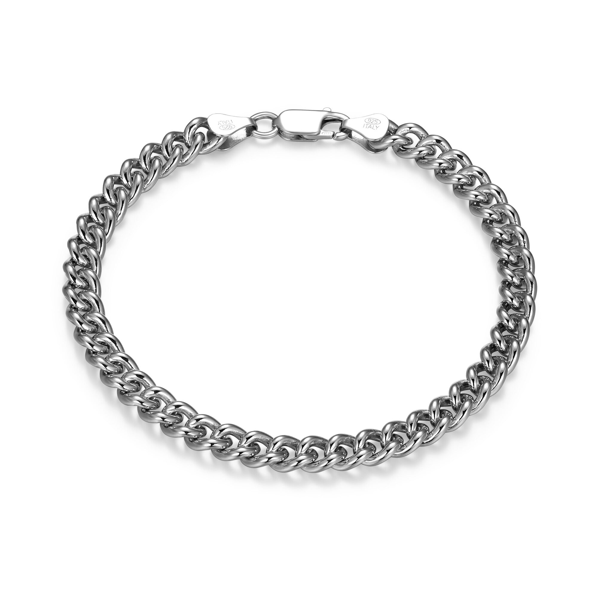 UB36 - Italian Chain Rhodium Plated Curb Bracelet  -  8.5"