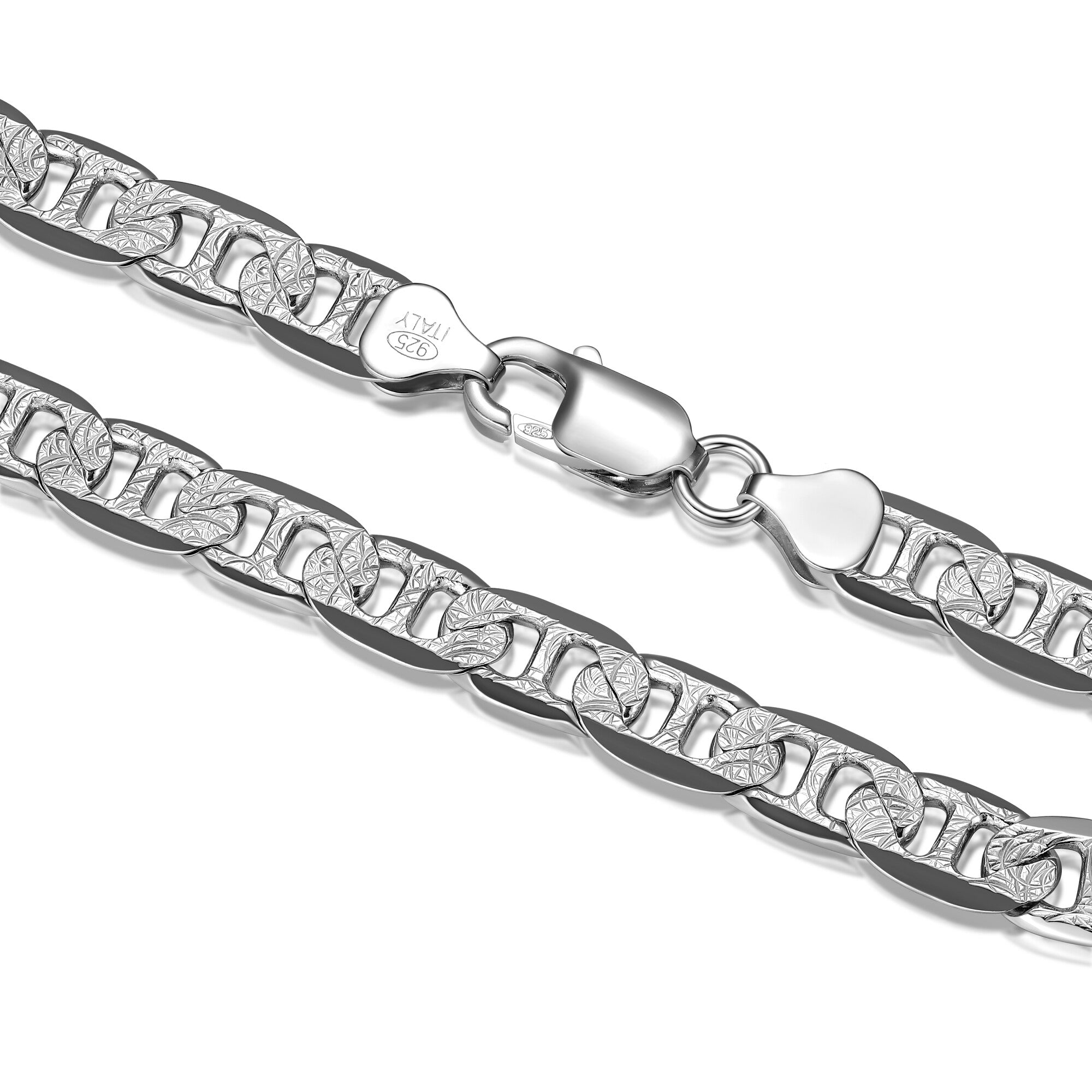 UB38 - Italian Chain Rhodium Plated Marine Bracelet  -  8.5"