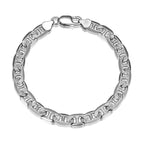 UB38 - Italian Chain Rhodium Plated Marine Bracelet  -  8.5"