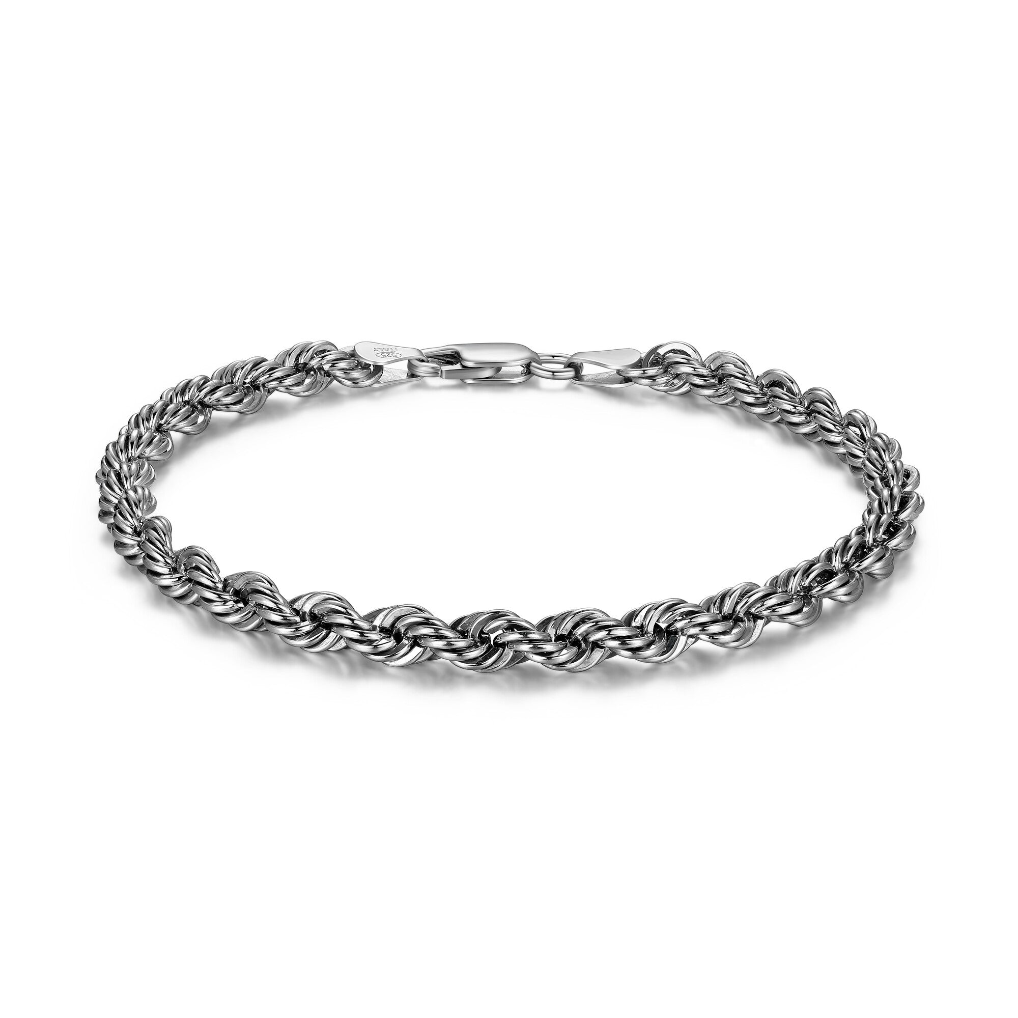 UB40 - Italian Chain Rhodium Plated Silk Rope Bracelet  -  8.5"