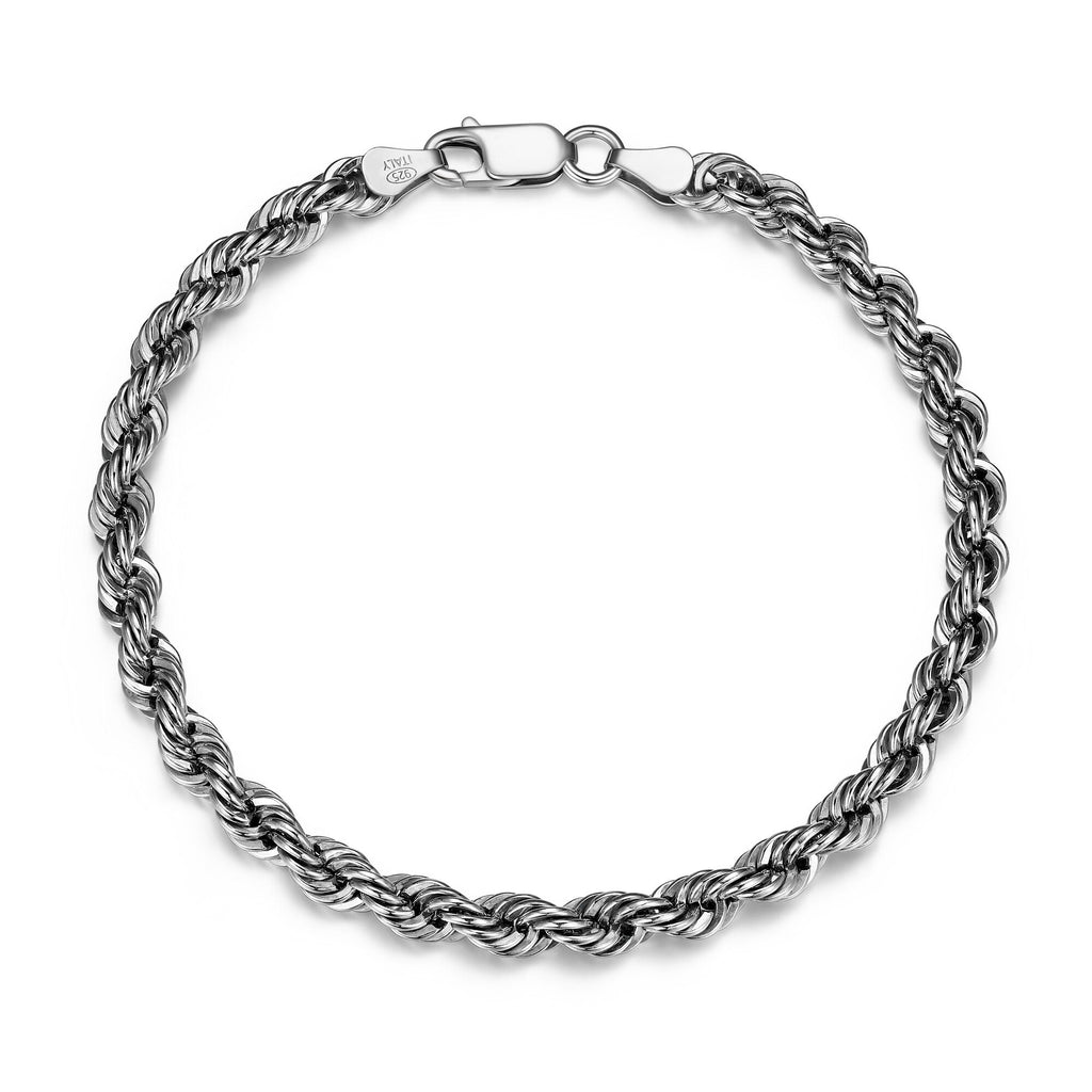 UB40 - Italian Chain Rhodium Plated Silk Rope Bracelet  -  8.5"