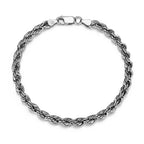 UB40 - Italian Chain Rhodium Plated Silk Rope Bracelet  -  8.5"