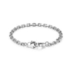 UB41 - Italian Chain Rhodium Plated Cable Bracelet with Handcuff Clasp  -  8.5"