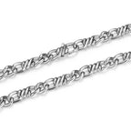 UB0003M - Italian Chain Rhodium Plated Flat Curb Twisted 3+1 Bracelet  -  8.5"