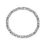UB0003M - Italian Chain Rhodium Plated Flat Curb Twisted 3+1 Bracelet  -  8.5"