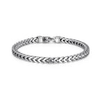 UB0002M - Italian Chain Rhodium Plated 4 - Side Franco Chain Bracelet  -  8.5"