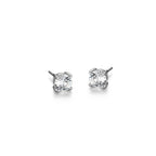 UE24W - Basic Rhodium Plated Sterling Silver and Created White Sapphire Stud Earrings