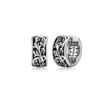 UE03 - Chisel Rhodium Plated Sterling Silver Filigree Huggie Earrings