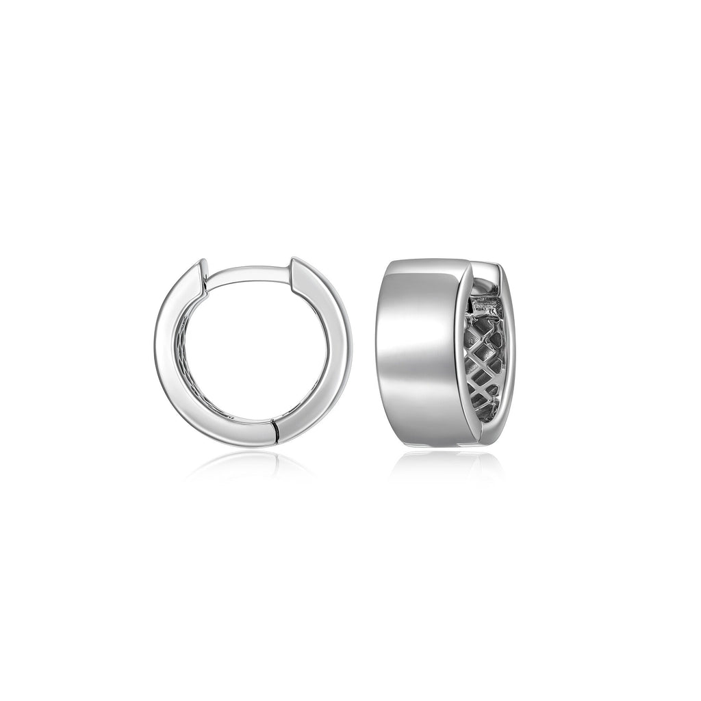 UE23R - Basic Rhodium Plated Sterling Silver Huggie Earrings