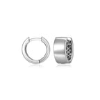UE23R - Basic Rhodium Plated Sterling Silver Huggie Earrings
