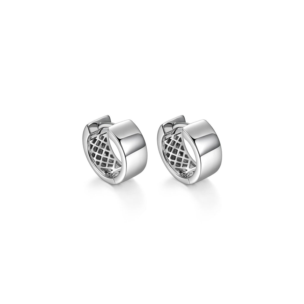 UE23R - Basic Rhodium Plated Sterling Silver Huggie Earrings