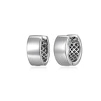 UE23R - Basic Rhodium Plated Sterling Silver Huggie Earrings