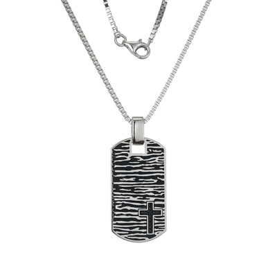 UN0114 - Timber Dog Tag Pendant Necklace