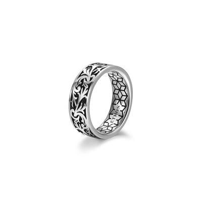 UR02 - Chisel Eternity Band Ring in Rhodium - Plated Sterling Silver
