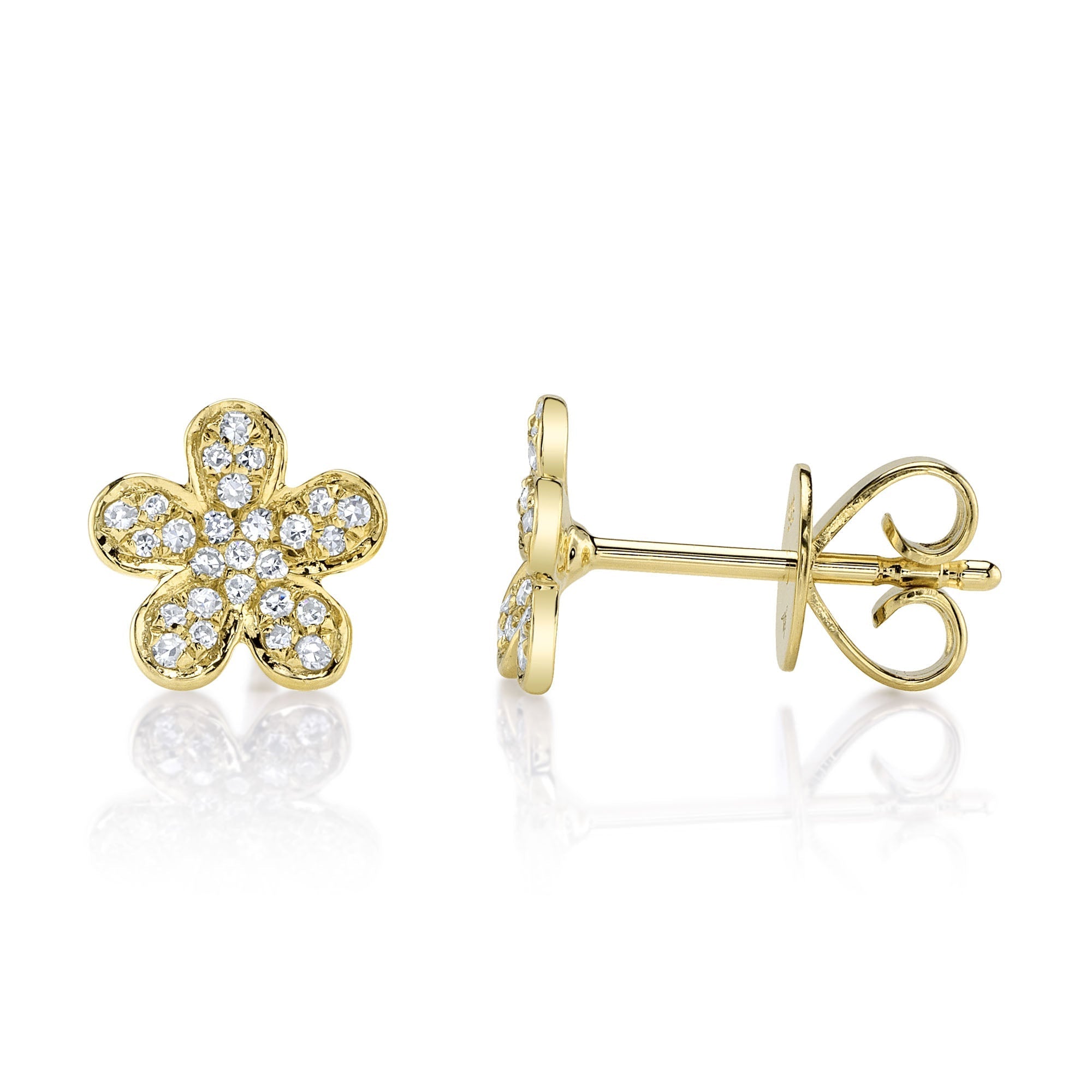 0.16CT 14K Y/G DIAMOND FLOWER STUD EARRING