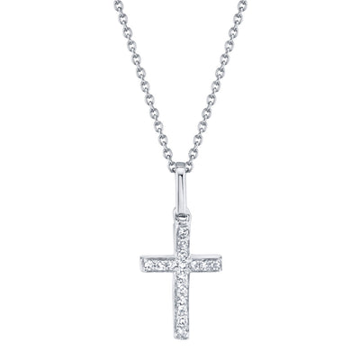 0.06CT 14K W/G DIAMOND CROSS NECKLACE
