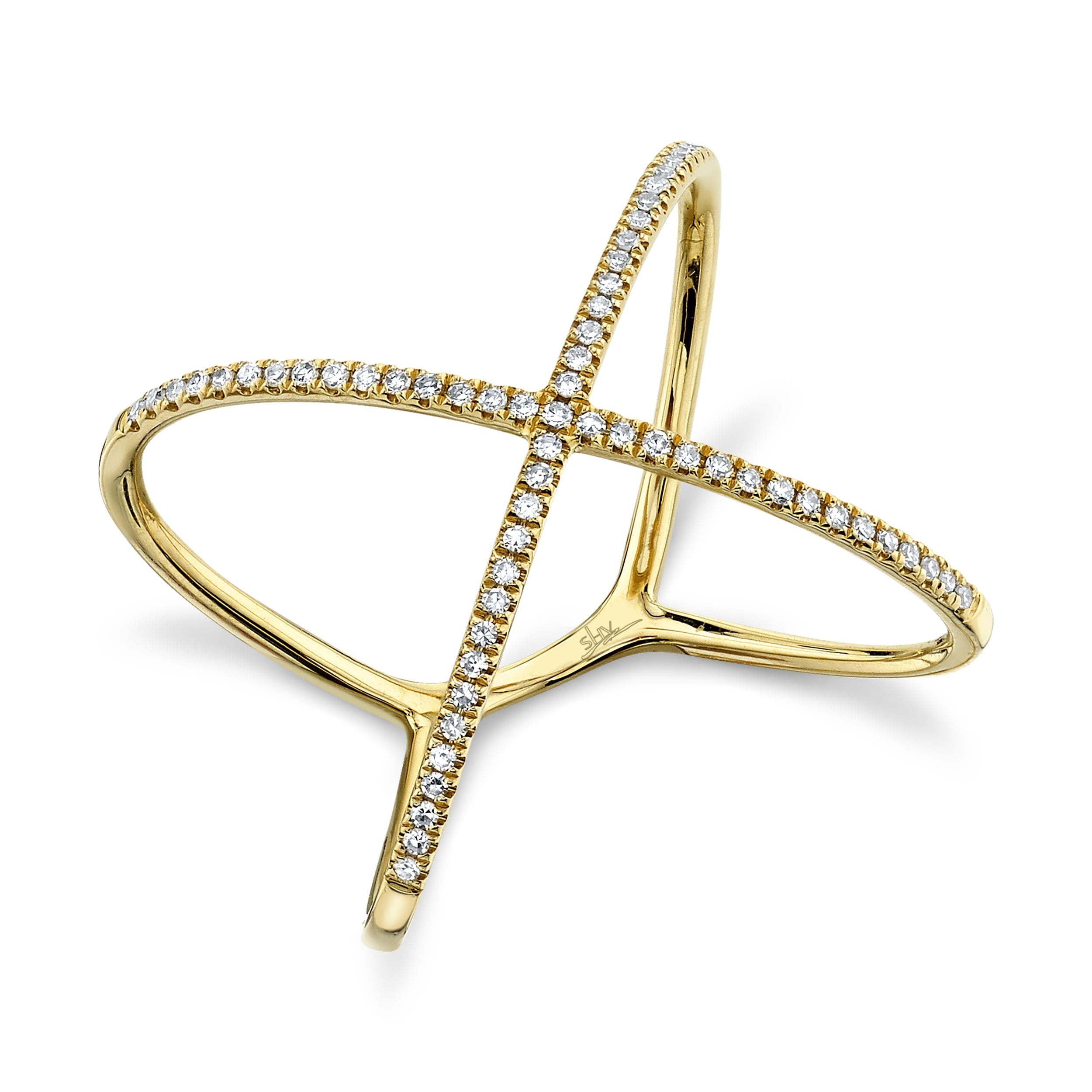 0.18CT 14K Y/G DIAMOND LADY'S "X" RING