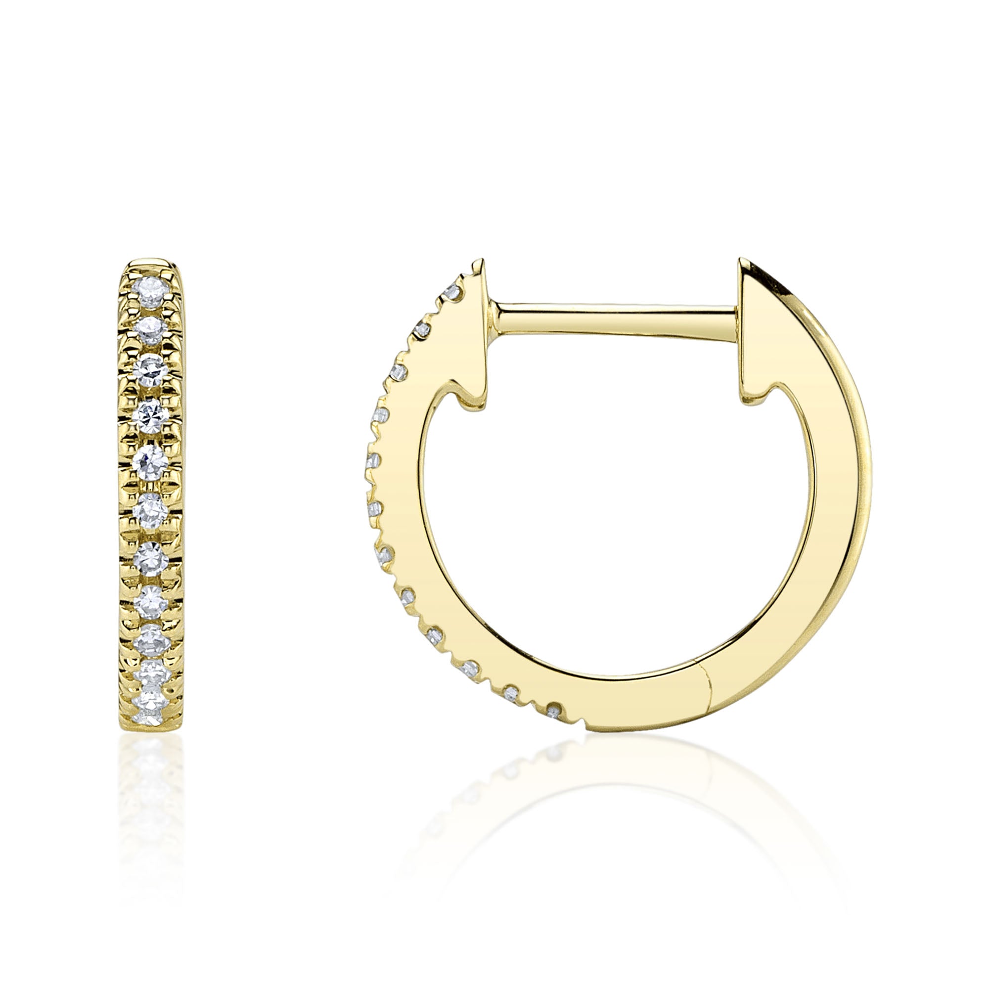 0.07CT 14K Y/G DIAMOND HUGGIE EARRING