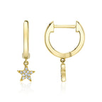 0.04CT 14K Y/G DIAMOND STAR HUGGIE EARRING