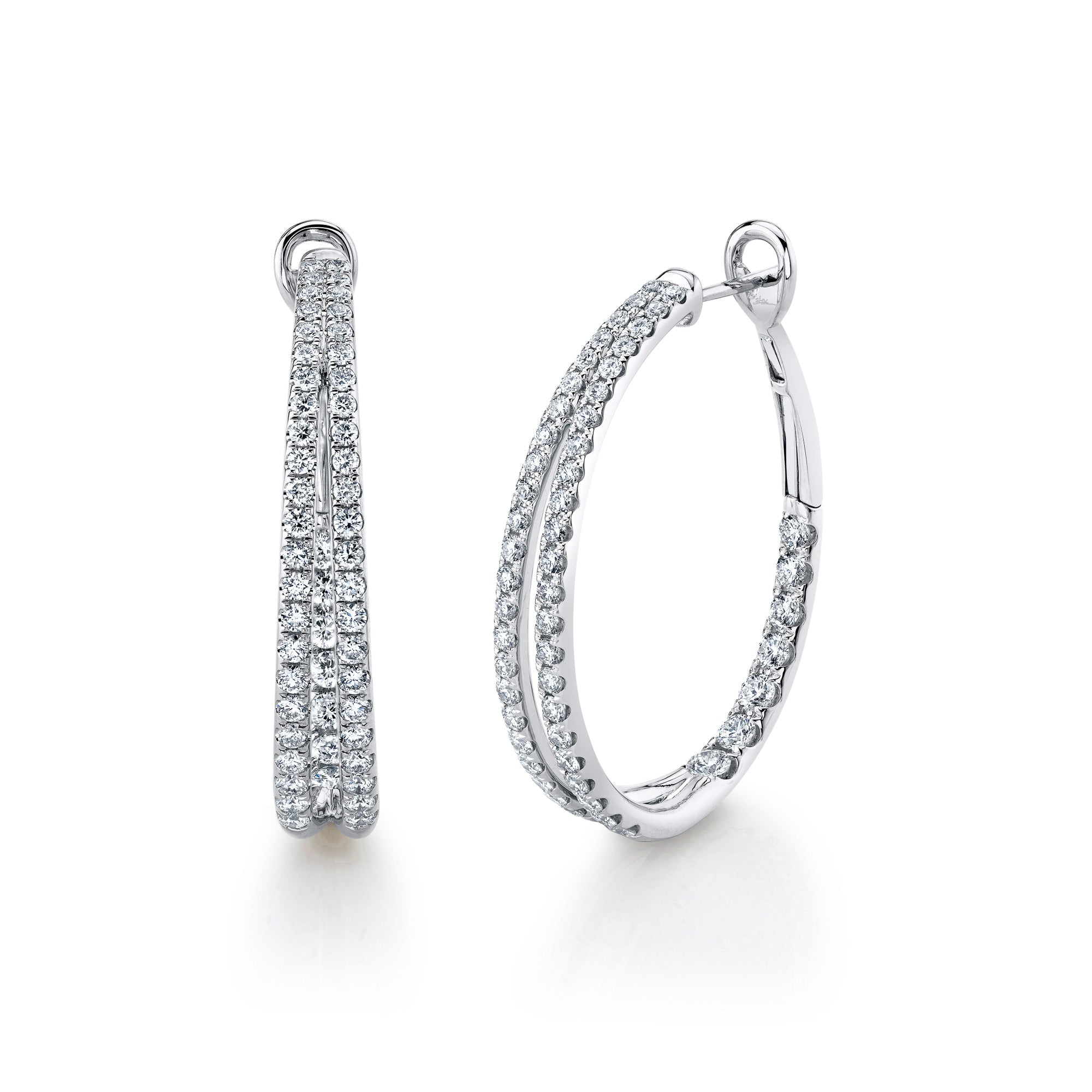 2.67CT 14K W/G DIAMOND OVAL HOOP EARRING