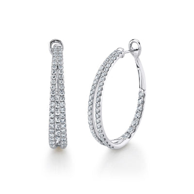 2.67CT 14K W/G DIAMOND OVAL HOOP EARRING