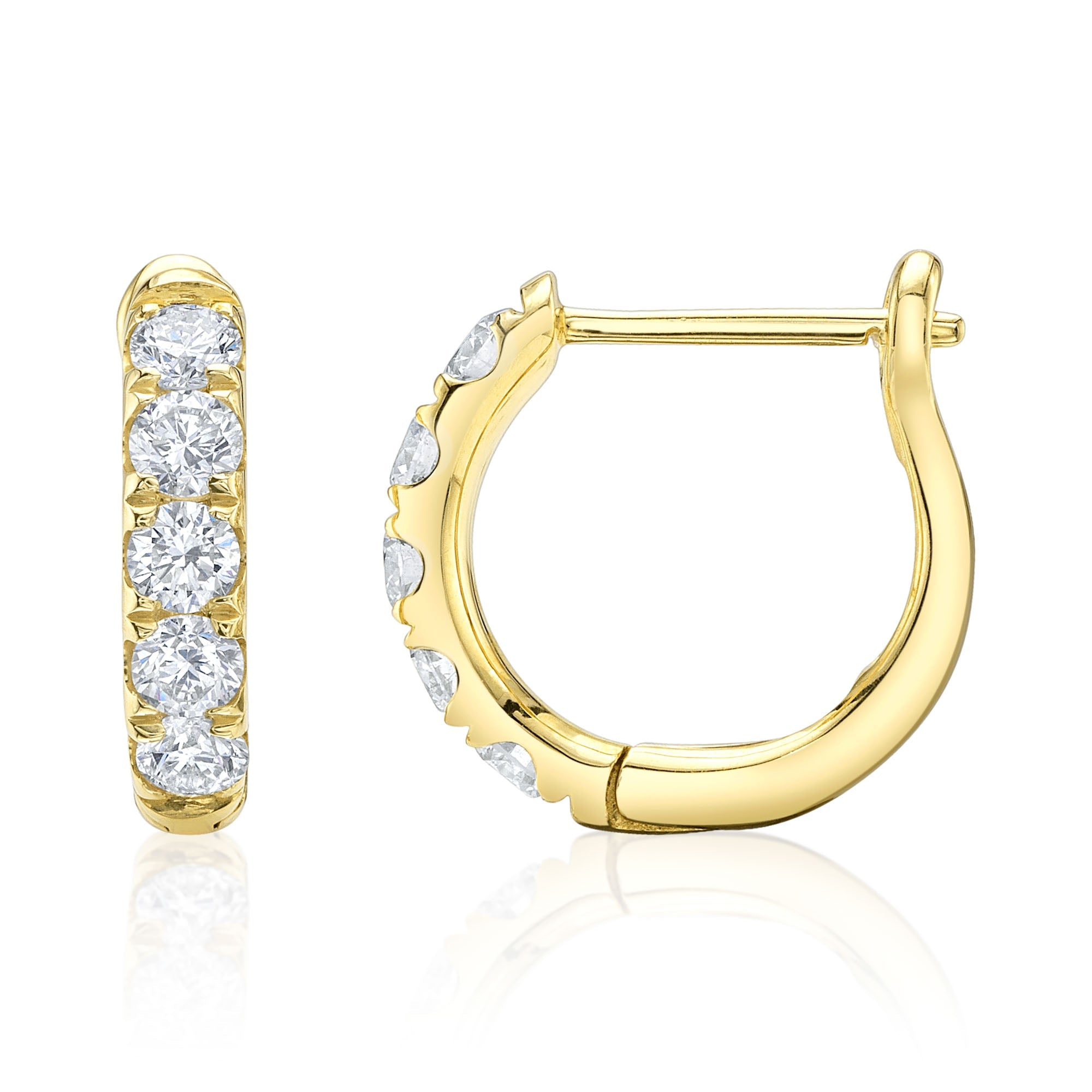 0.81CT 14K Y/G DIAMOND HUGGIE EARRING