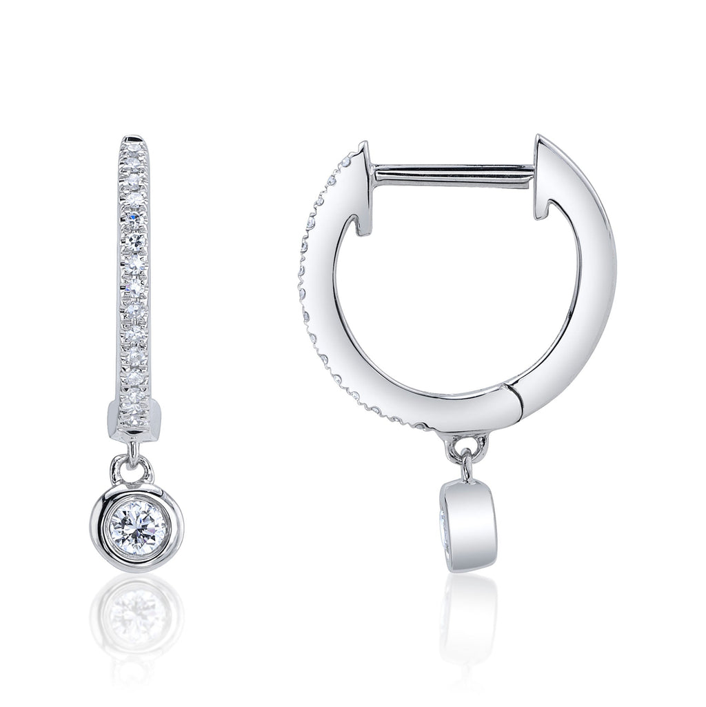 0.14CT 14K W/G DIAMOND BEZEL HUGGIE EARRING