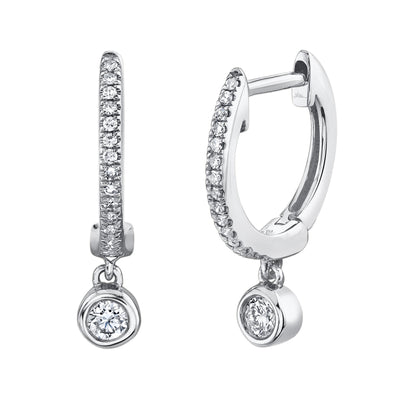 0.14CT 14K W/G DIAMOND BEZEL HUGGIE EARRING