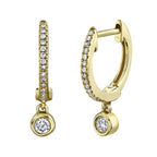 0.14CT 14K Y/G DIAMOND BEZEL HUGGIE EARRING