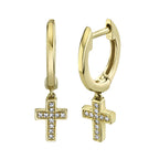 0.04CT 14K Y/G DIAMOND CROSS HUGGIE EARRING