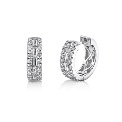 1.09CT 14K W/G DIAMOND BAGUETTE HOOP EARRING